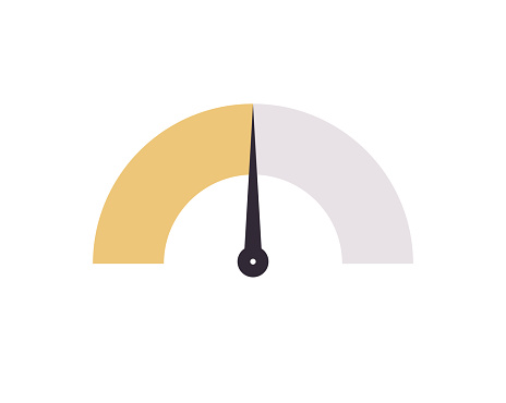 Speedometer symbol and tachometer, performance indicator, car speed, fast internet speed sign flat vector illustration.