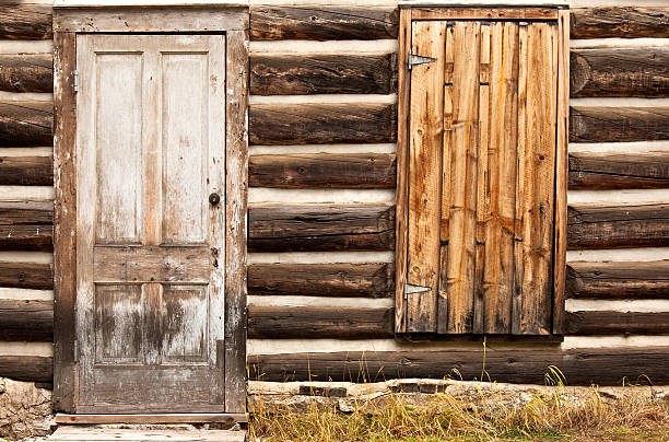 istock Weathered Ghost Town Cabin Door and Boarded Window 179091884
