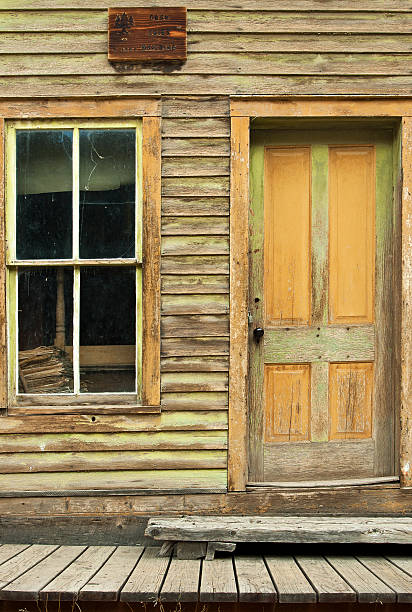 istock Weathered Ghost Town Cabin Door and Window 179092250