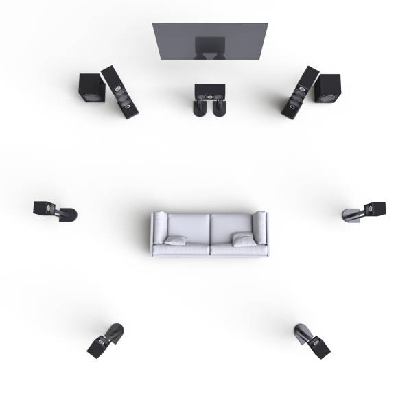 istock home theatre surround sound system on a white background. 1790923670