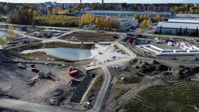 Loaders, heavy equipment work on Finland early stage construction site
