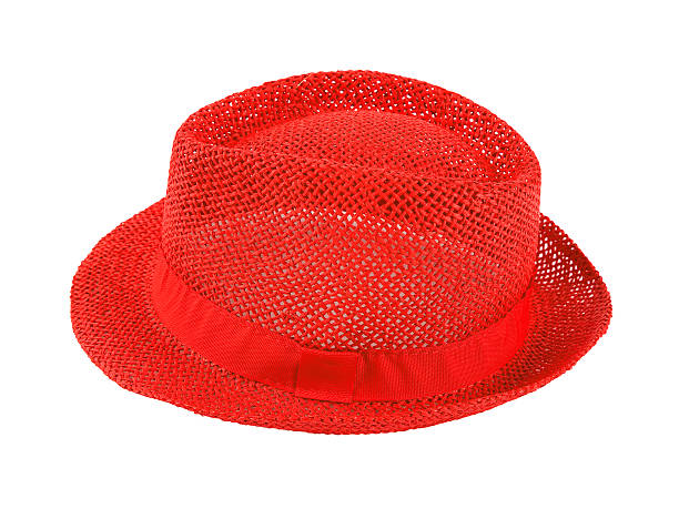 istock Red straw borsalino 179095204