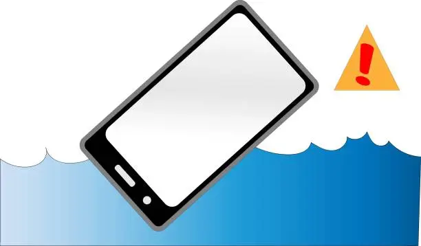 Vector illustration of Illustration of a submerged smartphone