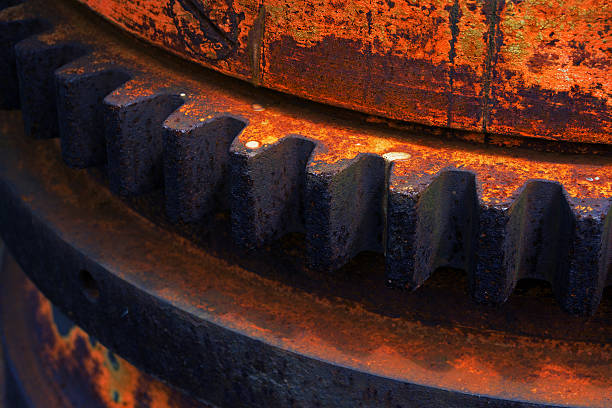 rusty and metallic gear wheel of old industry