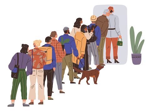 Big Queue The Crowd People Represented Diverse Mix Ages And Backgrounds Big Queue The Crowd People Represented Diverse Mix Ages And Backgrounds