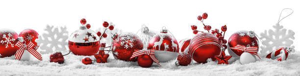 istock Christmas composition with red balls, stars and snowflakes 1790955691