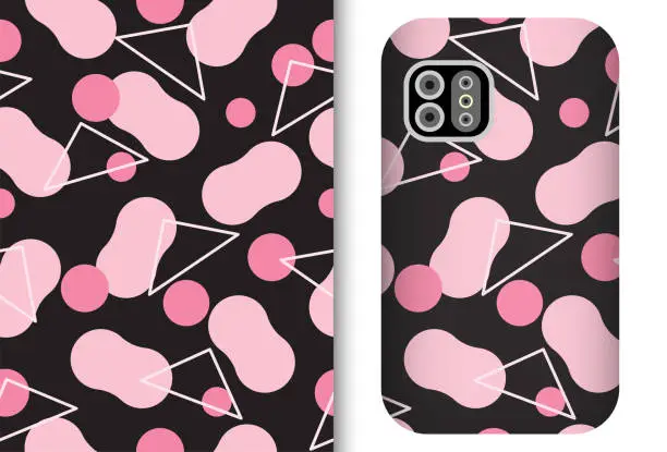 Vector illustration of Custom phone case design with preview template