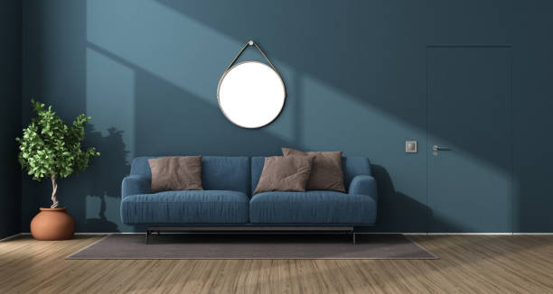 istock Blue modern living room with invisible door 1791000067