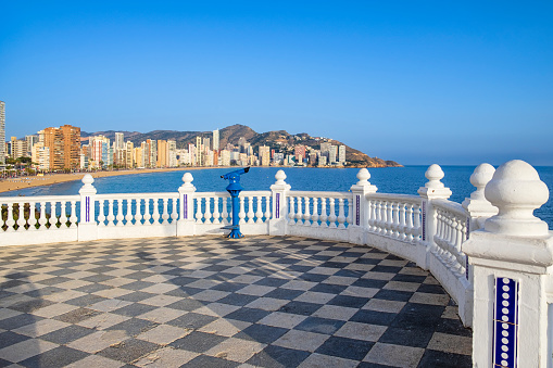 White balustrades of the Plaza Santa Ana, a viewing point with outstanding views on Benidorm and over the sea