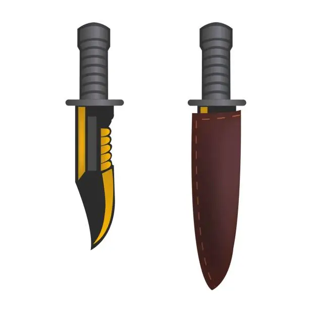 Vector illustration of Knife Vector Design with Leather Cover and Without Cover Vector