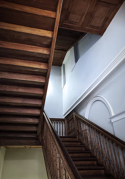 istock Abstract architecture fragment with wooden staircase 179102776