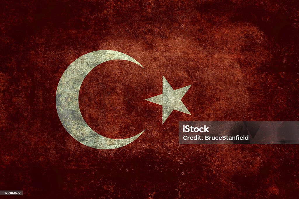 The National flag of Turkey The National flag of Turkey, with a worn distressed retro textured look Ankara - Turkey Stock Photo