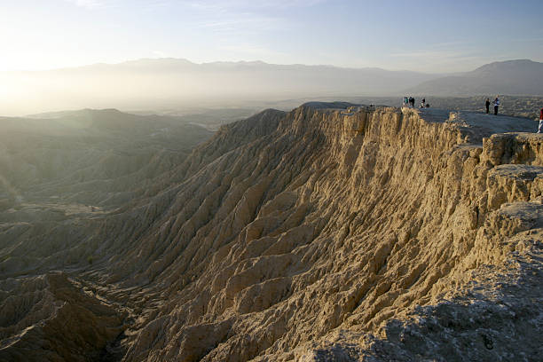 Borrego Badlands Canyon Looking towards the sunset over a deep canyon in the Borrego badlands from the top of Font's Point fonts point photos stock pictures, royalty-free photos & images
