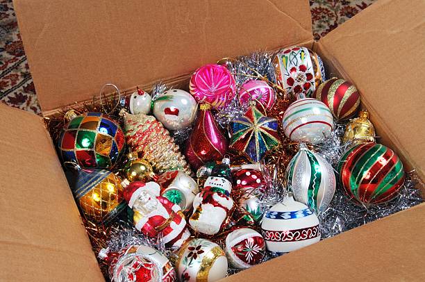istock Glass Christmas ornaments in cardboard box. 179103700