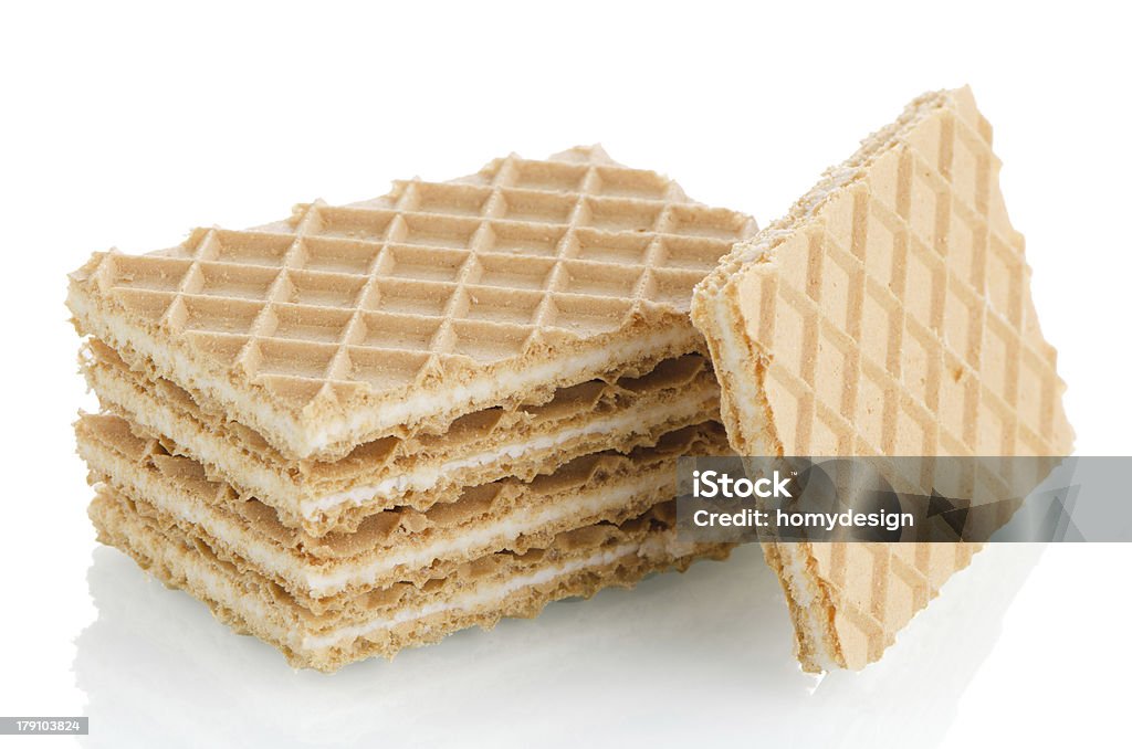 Vanilla wafers Vanilla wafers on white reflective background. Baked Pastry Item Stock Photo