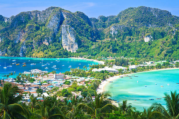 istock View point at Phi-Phi island and tourist resort below 179104223