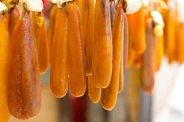 Salted and Dried Mullet Roe stock photo