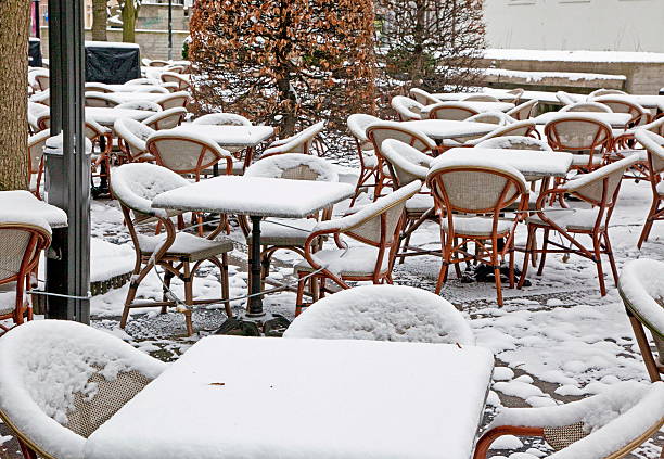 istock Snowy terrace in Antwerp 179104636