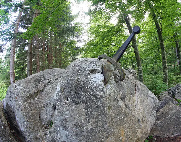 legendary and famous sword Excalibur to King stuck between the rock