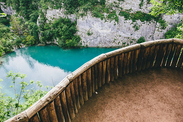 sightseeing point in plitvice national park stock photo