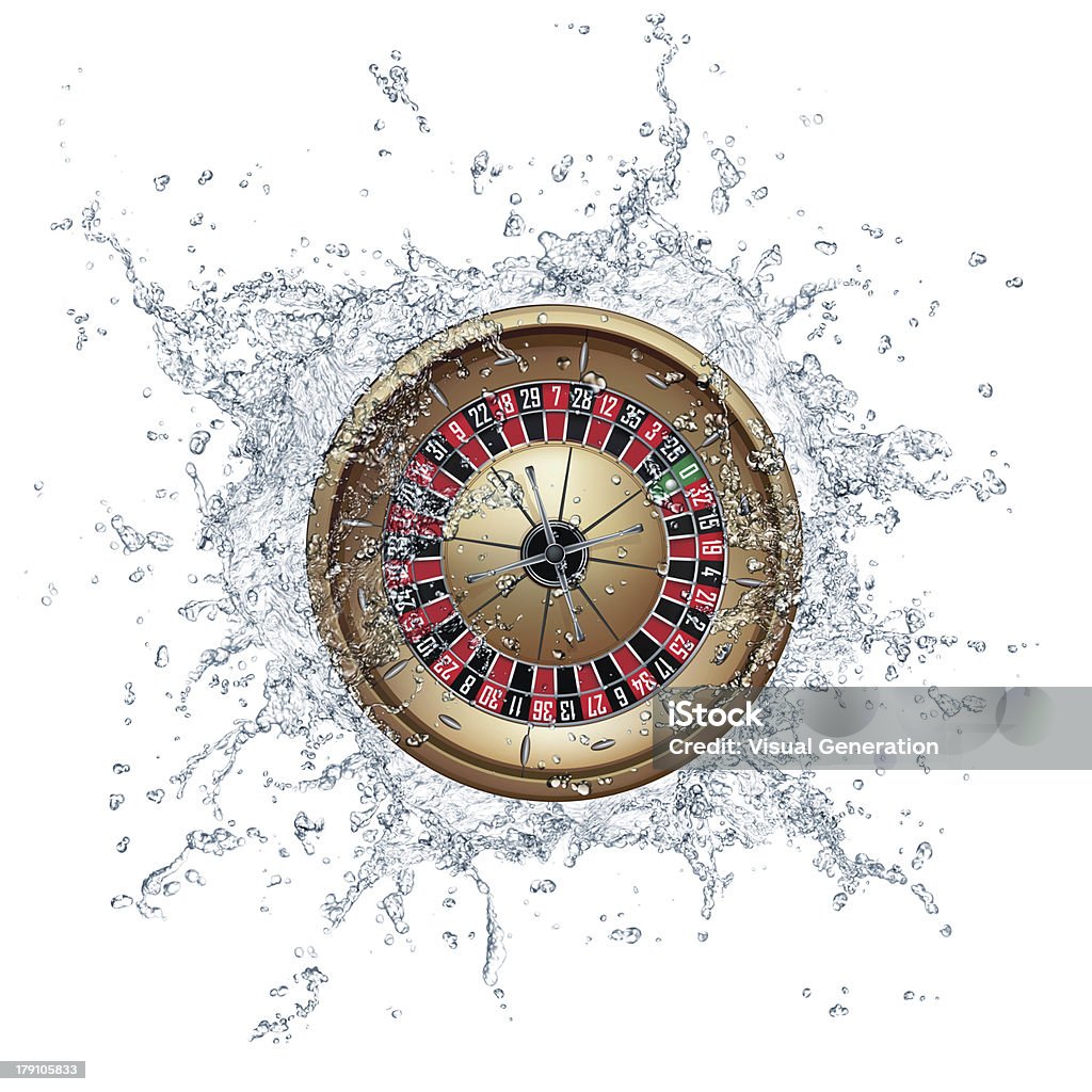 Casino Roulette Casino Roulette in Water and Fire on Black Background. Casino Stock Photo