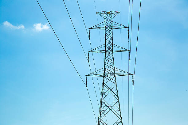 istock Line of electrical transmission towers 179106129