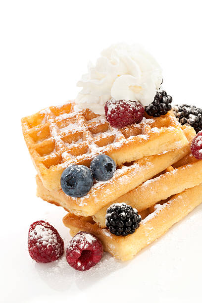 istock Waffle with berries and cream. 179106279
