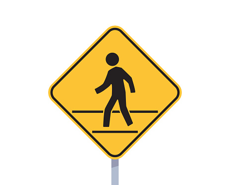 Pedestrian sign and traffic road sign flat vector illustration.