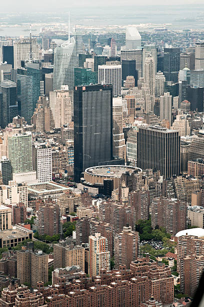 Vista aérea de Manhattan e Madison Square Garden, Nova York - foto de acervo