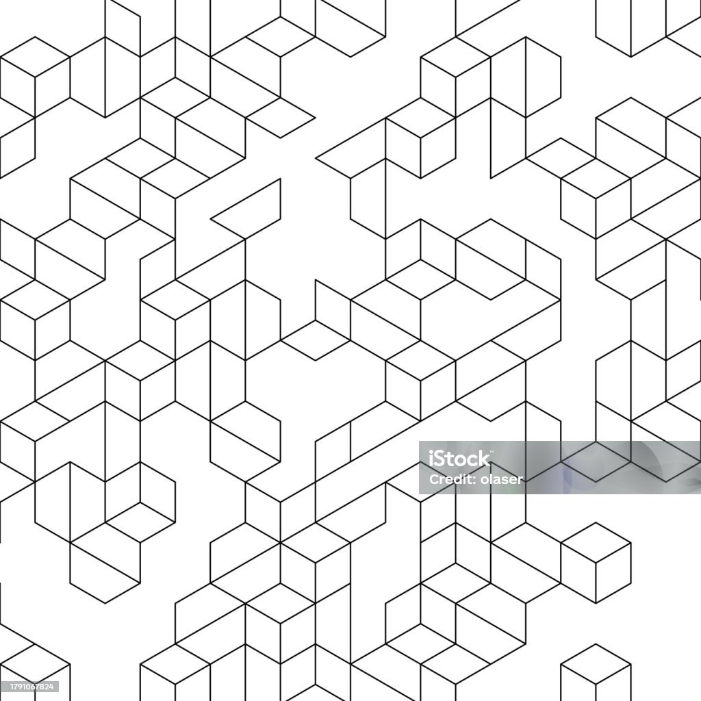 Isometric Cube Pattern Design Isometric Line Art Of A 3d Floating Cubes Pattern Creating An Illusion ...