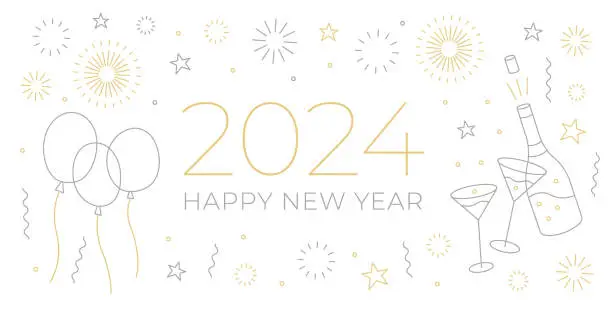 Vector illustration of Happy New Year card 2024