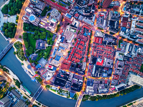 Urban buildings and road landscape in Shanghai, China