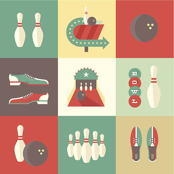 Bowling icons vector art illustration