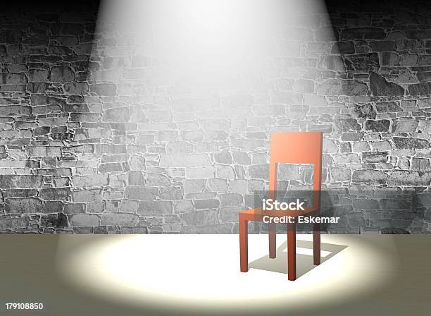 Chair In Spotlight Stock Photo - Download Image Now - Barren, Black Color, Chair