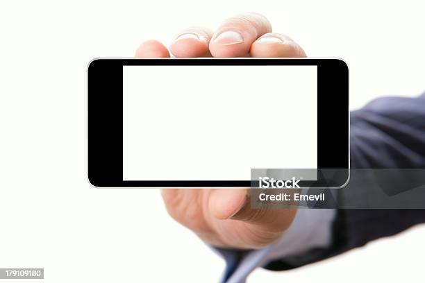 Foto de Mão Segurando O Smartphone Com Uma Tela Em Branco e mais fotos de stock de Adulto - Adulto, Agenda pessoal, Androide