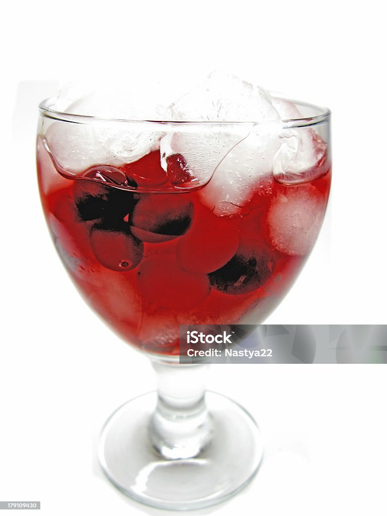 alcohol punch cocktail drink with cherry alcoholic cruchon cocktail with ice and cherry Alcohol Abuse Stock Photo