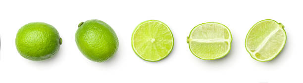 istock Collection of limes isolated on white background 1791095418