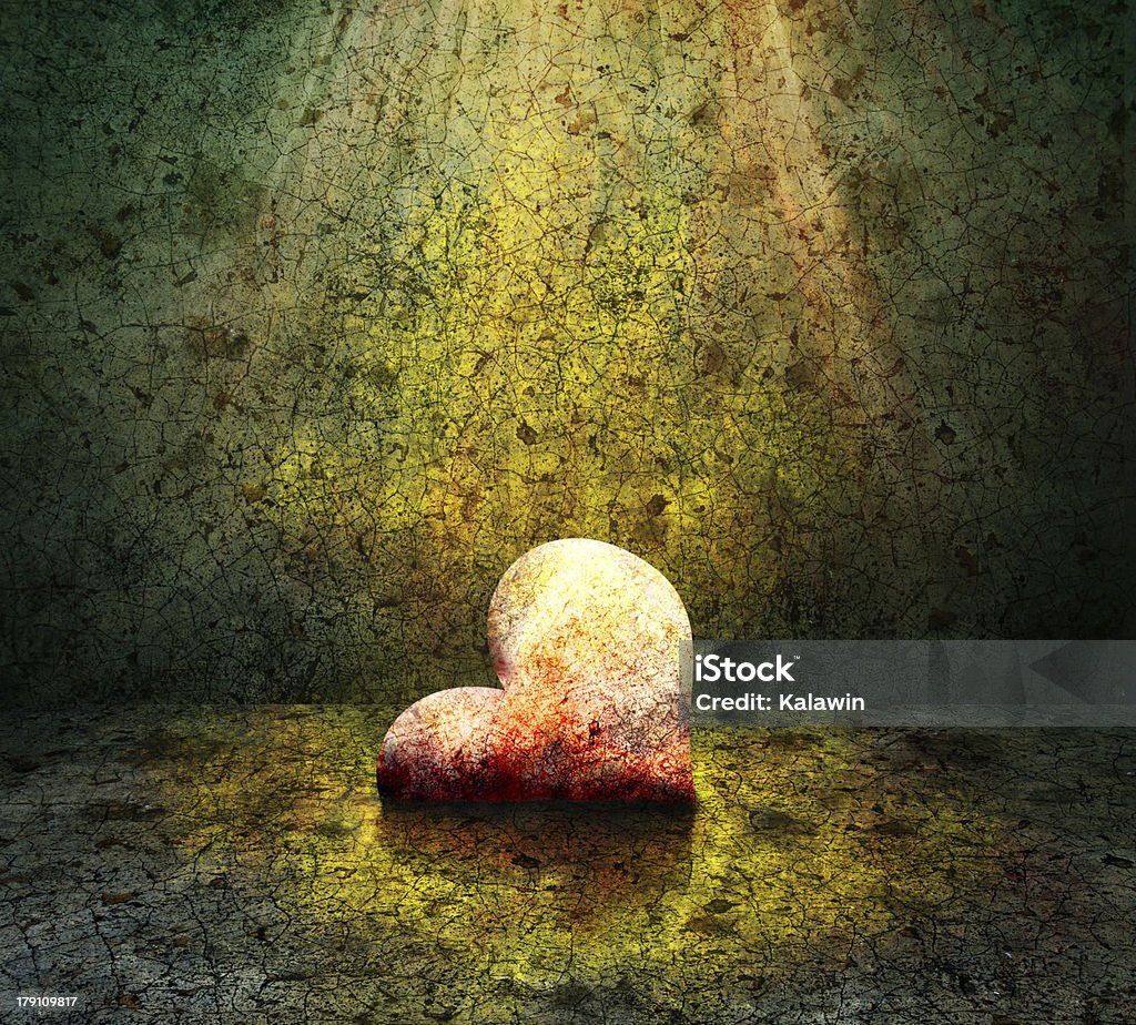 Heart stone heart on old Art Stock Photo