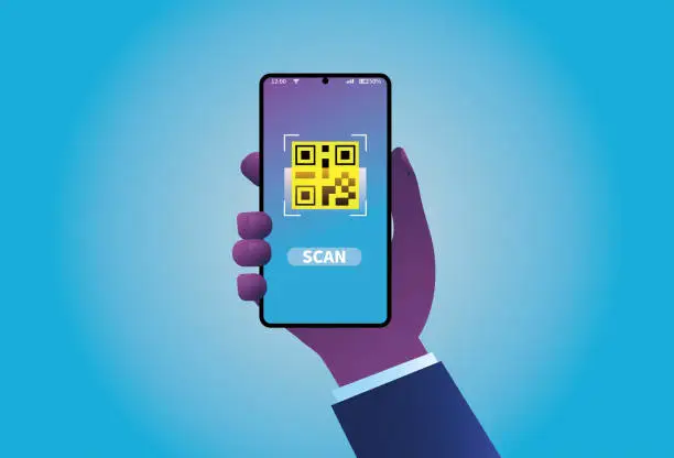 Vector illustration of Scan the QR code with your mobile phone