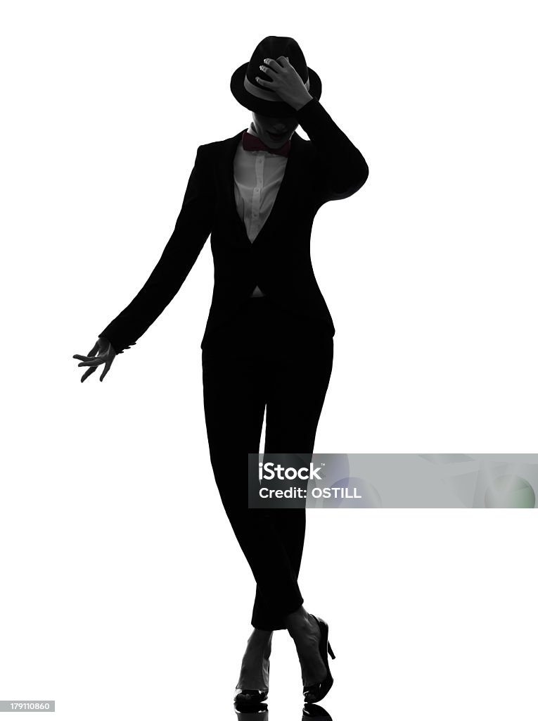 Elegante silhouette donna ballerina Danza - Foto stock royalty-free di Donne