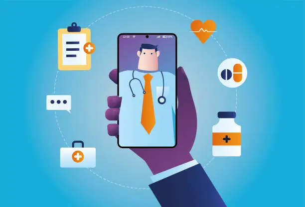 Vector illustration of online clinic, telemedicine