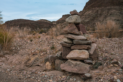 Cairn at Intersection of Mule Ears and Smoky Creek Wash in Big Bend
