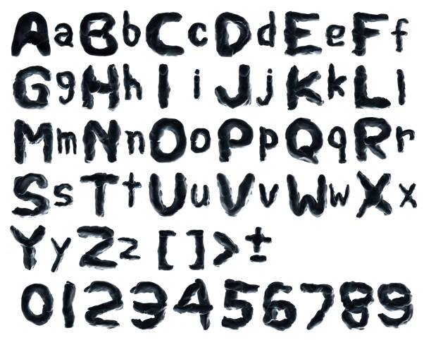istock Black plasticine alphabet with numbers, isolated. 179112463