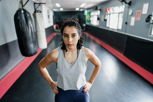 Portrait of a mid adult woman at boxe gym