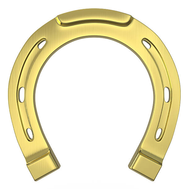 istock Single scratched golden horseshoe 179112907
