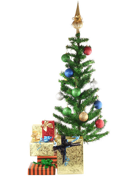 istock Fragment of New Year Tree with gift boxes 179115244