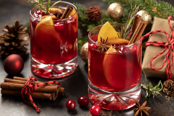 istock Mulled red wine with Christmas decorations in background 1791158375