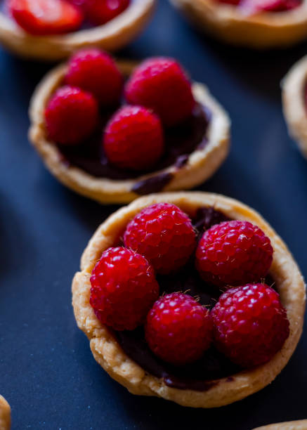 istock Chocolate-Berry Mini Tarts Close-Up on Tray 1791160543