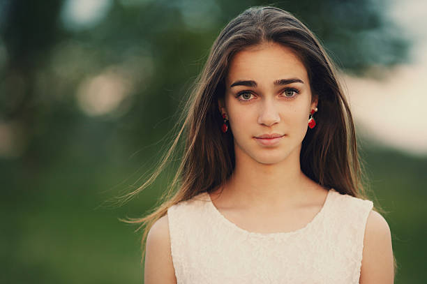 young beautiful girl with long hair portrait