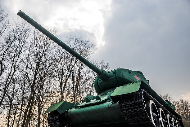 Old Russian tank Т-34 stock photo